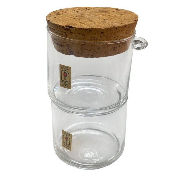 Pilgrim Other - Handblown Pilgrim Glass Kitchen Chemistry Cup & Canister Set Cork Lid